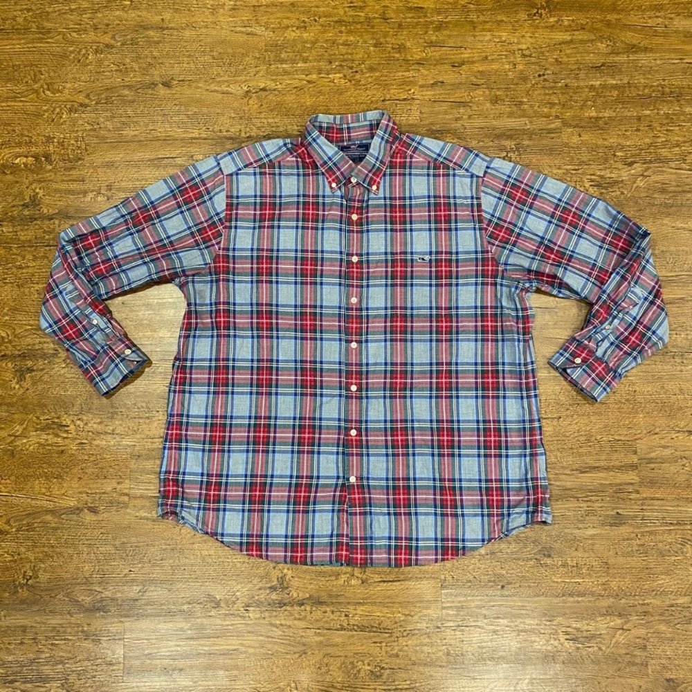 Vineyard Vines Plaid Multicolor Slim Fit Tucker Whale Button Down Shirt Men XXL